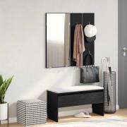 vidaXL Hallmöbeluppsättning med låda 4 pcs Svart ek 80 x 30.5 x 40 cm