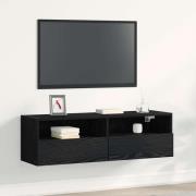vidaXL TVVäggskåp Väggmonterad Svart Ek 100x30x30cm Ingenjörsträ