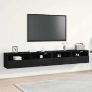vidaXL TV Vägghylla 2 pcs Svart ek 100x30x30cm Konstruerat trä