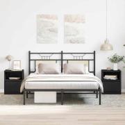 vidaXL Nattduksbord 2 pcs Svart Ek 40 x 40 x 50 cm Konstruerat trä