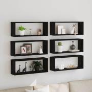 vidaXL Vägghyllor 6 pcs Svart ek 60 x 15 x 23 cm Konstruerat trä