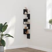 vidaXL Vägg Hörnhylla Svart Ek 20x20x127,5 cm Konstruerat Trä