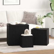 vidaXL Nestingbord 3 pcs Svart ek 45 x 45 x 45 cm Konstruerat trä