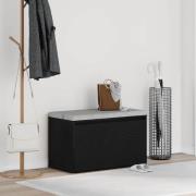 vidaXL bänk med låda med lagring Svart 80 x 40 x 45 cm Konstruerat trä