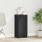 vidaXL Sideboard med låda Svart Ek 30 x 30 x 70 cm Konstruerat trä