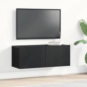 vidaXL TV-skåp 2 pcs Svart Ek 80 x 30 x 30 cm Konstruerat trä