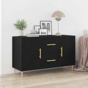 vidaXL Sideboard med låda Svart Ek 100 x 36 x 60 cm Konstruerat trä