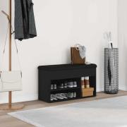 vidaXL Skobänk med lagring Svart 80 x 30 x 45 cm Konstruerat trä