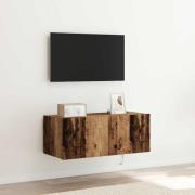 vidaXL TV Vägghylla Gammalt trä 80 x 35 x 31 cm Konstruerat trä