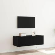 vidaXL TV Vägghylla 2 pcs Svart Ek 100 x 35 x 31 cm Konstruerat trä