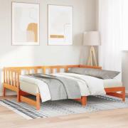 vidaXL Utdragbar Dagbädd Vaxbrun 203.5 x 164 x 66 cm Massiv furu