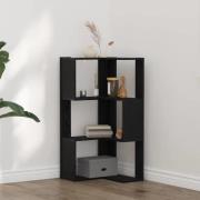 vidaXL Hörnbokhylla 3 hyllplan svart ek 50x50x102 cm konstruerat trä