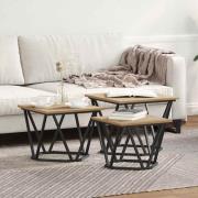 vidaXL Kaffeebord 3 pcs artisan ek 50 x 50 x 40 cm