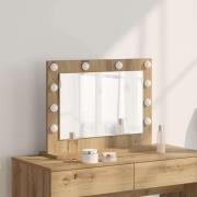 vidaXL Smink Spegel med LED -remsljus Artisan Ek 60 x 45 x 18 cm