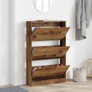 vidaXL Skåp för skor Gammalt trä 80 x 21 x 125.5 cm Konstruerat trä