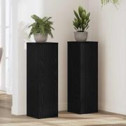 vidaXL Växtställ 2 pcs Svart ek 25 x 25 x 80 cm Konstruerat trä
