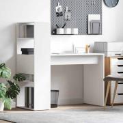 vidaXL Skrivbord med hylla Vit 113 x 54 x 120 cm Konstruerat trä