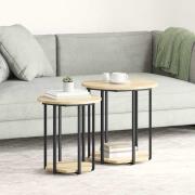 vidaXL Sidobordsset 2 pcs Sonoma ek och svart 50 x 50 x 50.5 cm