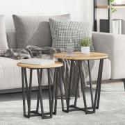 vidaXL Sidobordsset 2 pcs Artisan Ek och Svart 50 x 50 x 50.5 cm
