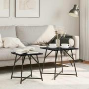 vidaXL Sidobordsset 2 pcs Svart Ek