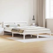 vidaXL Sängram med huvudgavel Vit 215,5 x 165,5 x 69,5 cm Massiv furu