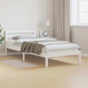 vidaXL Sängram med huvudgavel Vit 225,5 x 105,5 x 69,5 cm Massiv furu