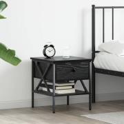 vidaXL Sängbord Svart ek 40 x 42 x 45 cm Konstruktionsträ och metall