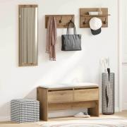 vidaXL Hallmöbelset 4 pcs Svart ek 90 x 31 x 46.5 cm Konstruerat trä