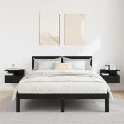 vidaXL Flytande Nattduksbord med låda 2 pcs Svart Ek 40 x 31 x 28 cm