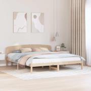 vidaXL Sängram med huvudgavel Naturfärg 180 x 200 cm Massiv furu