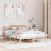 vidaXL Sängram med huvudgavel Naturfärg 150 x 200 cm Massiv furu