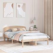 vidaXL Sängram med huvudgavel Naturfärg 140 x 190 cm Massiv furu