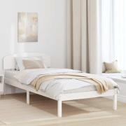vidaXL Sängram med huvudgavel Vit 100 x 200 cm Massiv furu