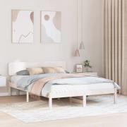 vidaXL Sängram med huvudgavel Vit 200 x 200 cm Massiv furu