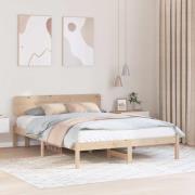 vidaXL Sängram med huvudgavel Naturfärg 160 x 200 cm Massiv furu