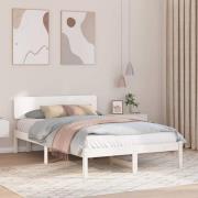 vidaXL Sängram med huvudgavel Vit 120 x 190 cm Massiv furu