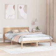 vidaXL Sängram Brun 150 x 200 cm Massivt tallträ