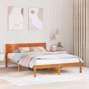 vidaXL Sängram Brun 140 x 200 cm Massivt tallträ