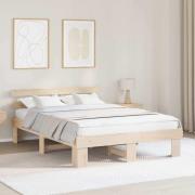 vidaXL Sängram med huvudgavel Naturfärg 150 x 200 cm Massiv furu