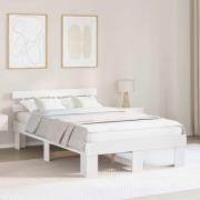vidaXL Sängram med huvudgavel Vit 140 x 190 cm Massiv furu