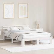 vidaXL Sängram med huvudgavel Vit 140 x 200 cm Massiv furu