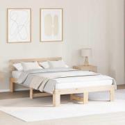 vidaXL Sängram med huvudgavel Naturfärg 140 x 190 cm Massiv furu