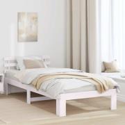 vidaXL Sängram med huvudgavel Vit 100 x 200 cm Massiv furu