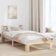 vidaXL Sängram med huvudgavel Naturfärg 80 x 200 cm Massiv furu