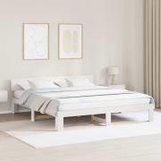 vidaXL Sängram med huvudgavel Vit 200 x 200 cm Massiv furu