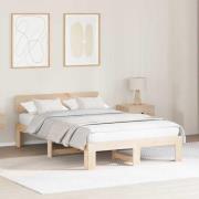 vidaXL Sängram med huvudgavel Naturfärg 120 x 190 cm Massiv furu