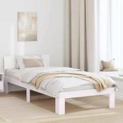 vidaXL Sängram med huvudgavel Vit 90 x 190 cm Massiv furu