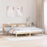 vidaXL Sängram med huvudgavel Naturfärg 200 x 200 cm Massiv furu