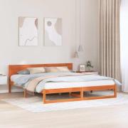 vidaXL Sängram med huvudgavel Vaxbrun 180 x 200 cm Massiv furu