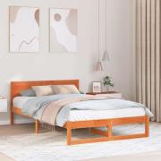 vidaXL Sängram med huvudgavel Vaxbrun 140 x 190 cm Massiv furu